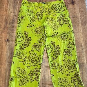 Women’s Ralsey Pants Size 14 Floral Pattern Green Cotton Blend  (12)